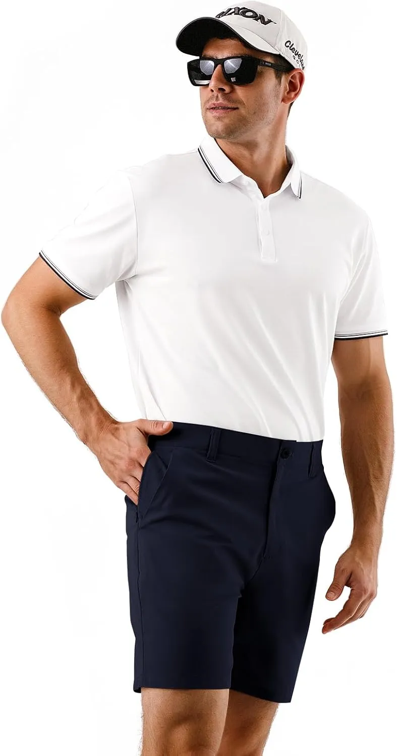 Mens Golf Shorts 7 Inch Inseam, Quick Dry Stretch Casual Lightweight Stretch Flat Front Hybrid Men's Golf Shorts for Men