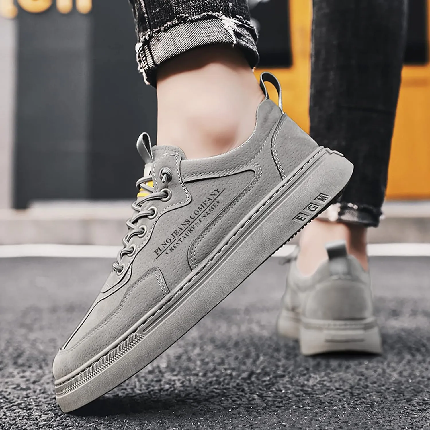 Men's Lace Up Memory Foam Sneakers Breathable Elastic Fly Woven Mesh Sneaker Athletic Fashion Sneakers for Men