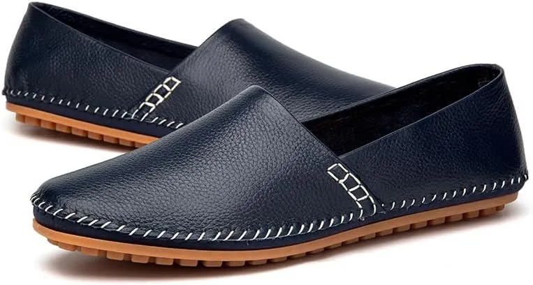 Men's Leather Loafer Flats Lightweight Casual Slip On Shoes for Walking Driving Dress