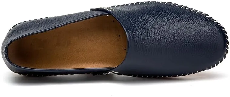 Men's Leather Loafer Flats Lightweight Casual Slip On Shoes for Walking Driving Dress