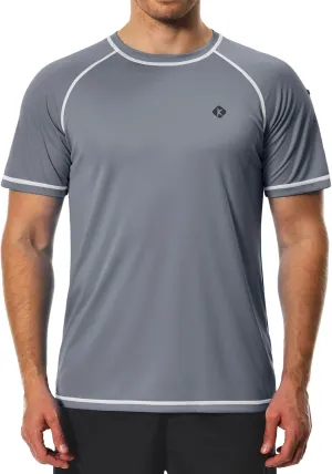 Men's Swim Shirts Quick Dry Rash Guard UPF 50  Sun Protection Fishing Beach Water Shirts Short Sleeve