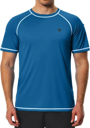 Men's Swim Shirts Quick Dry Rash Guard UPF 50  Sun Protection Fishing Beach Water Shirts Short Sleeve