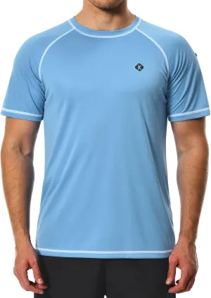 Men's Swim Shirts Quick Dry Rash Guard UPF 50  Sun Protection Fishing Beach Water Shirts Short Sleeve