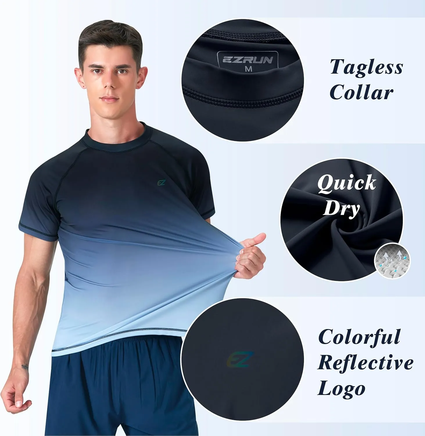 Men's Swim Shirts Rash Guard Short Sleeve UPF 50  UV Sun Protection SPF Shirt Quick Dry Swimming Fishing Water Beach T Shirts