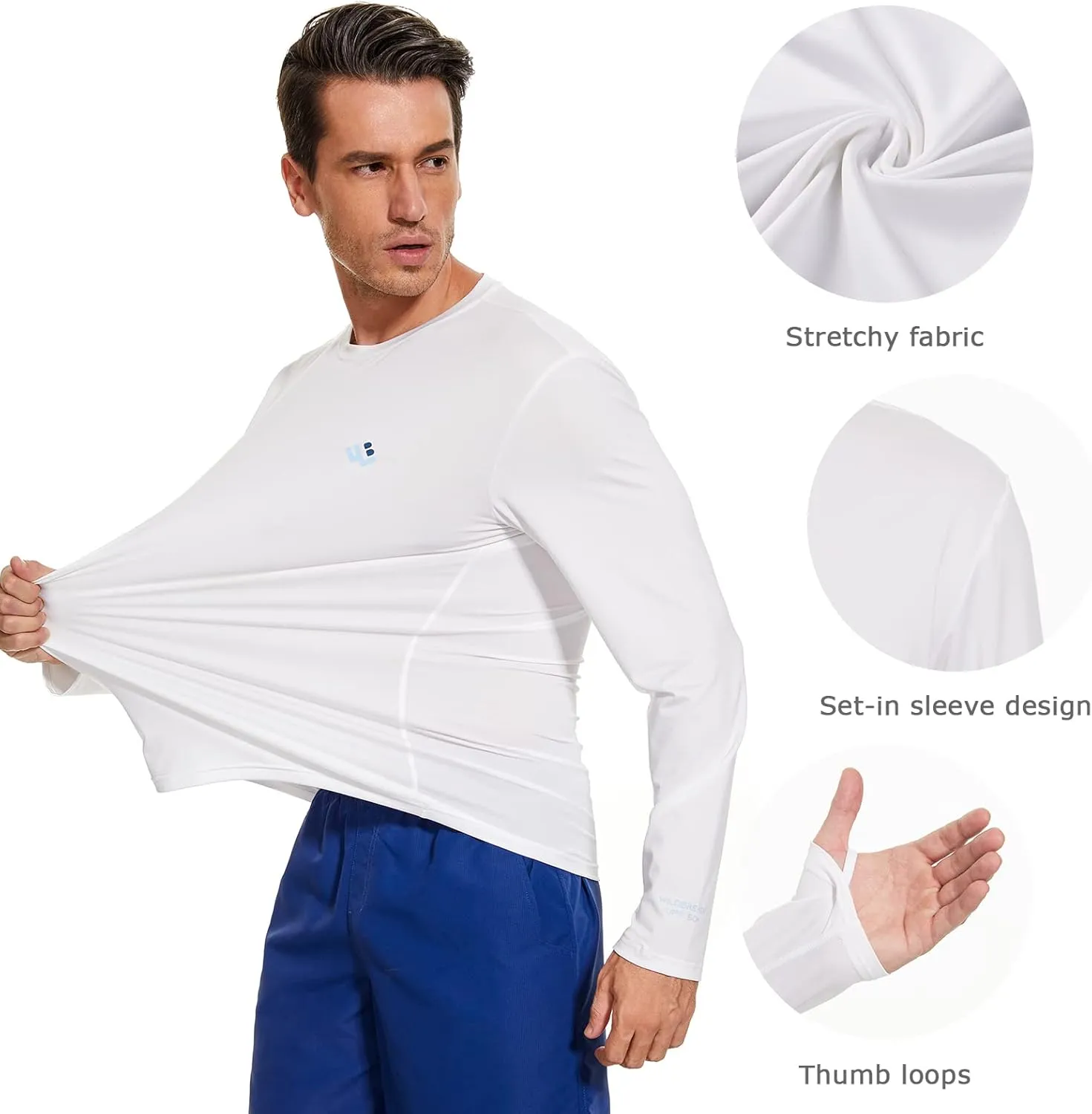 Men’s UPF 50  Lightweight Long Sleeve Casual T-Shirt Quick Dry UV Sun Protection for Outdoor Beach Hiking Fishing Exercise