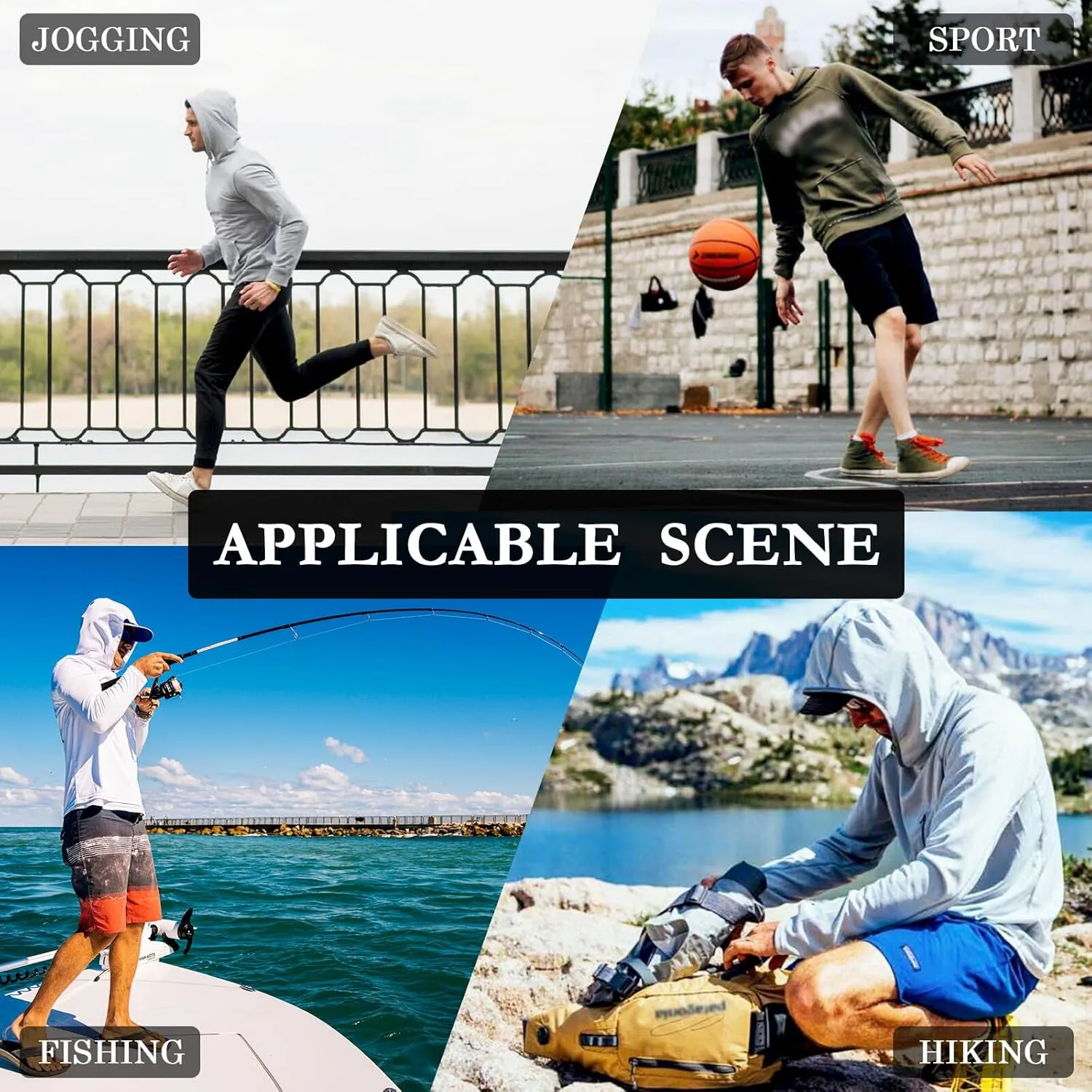 Men's UPF 50  Sun Protection Hoodie Shirt Long Sleeves SPF UV T-Shirt Rash Guard Fishing Outdoor Lightweight Shirt