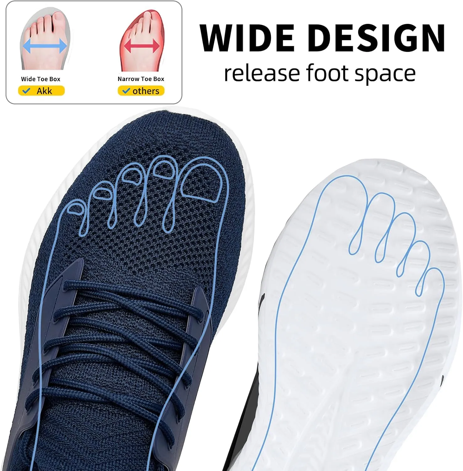 Mens Wide Sneakers Walking Shoes - Wide Slip on Tennis Shoes,Lightweight Breathable Comfortable Running Shoes for Athletic Workout Gym Jogging and Casual Wear Wide Width