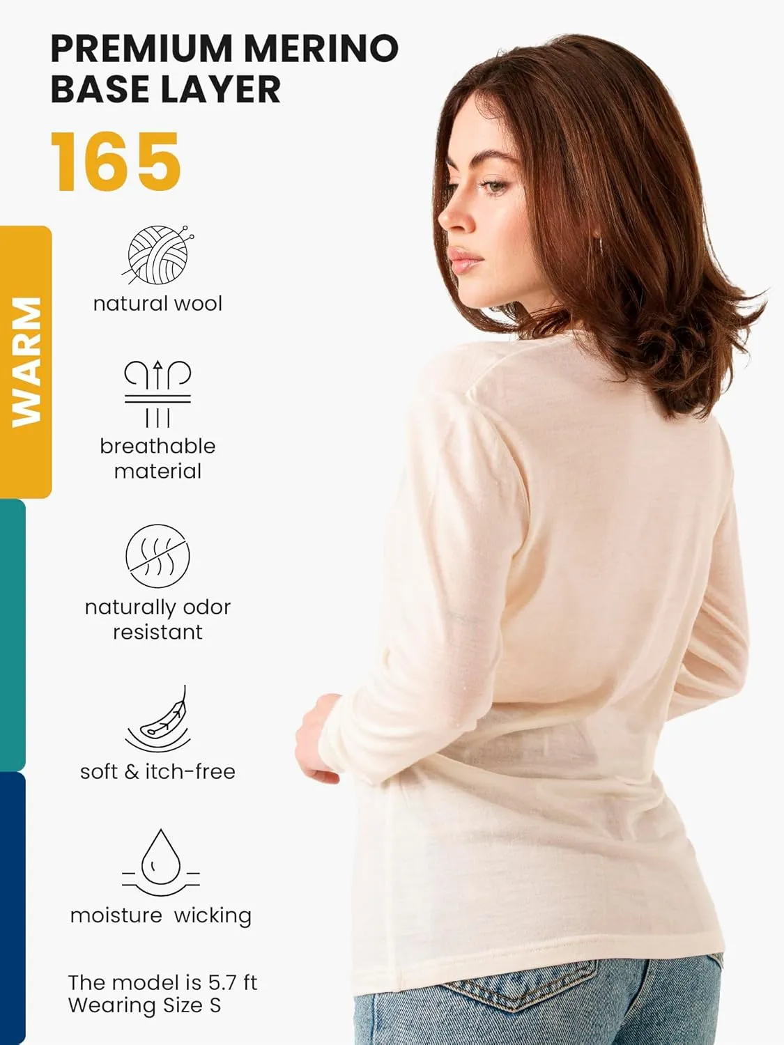 Merino.tech Merino Wool Base Layer Women - 100% Merino Wool Heavyweight, Midweight, Lite Long Sleeve Thermal Shirt and Socks