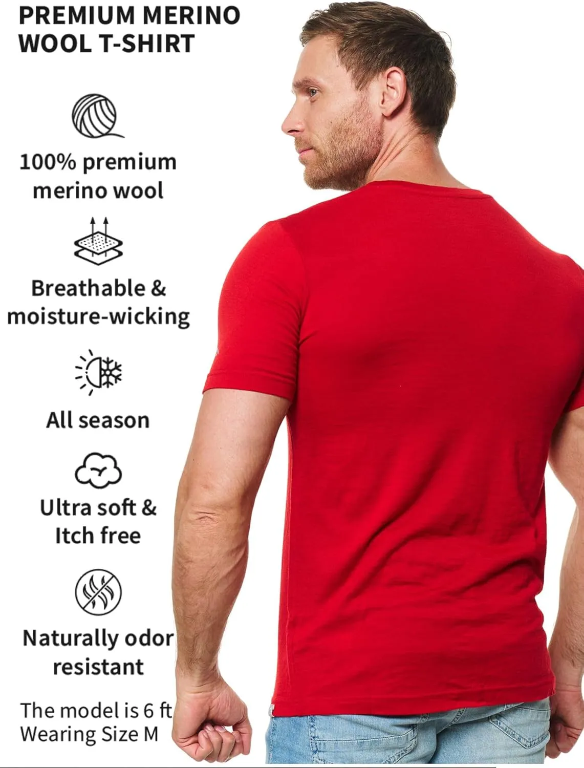 Merino.tech Merino Wool T-Shirt Mens - 100% Merino Wool Undershirt Lightweight Base Layer