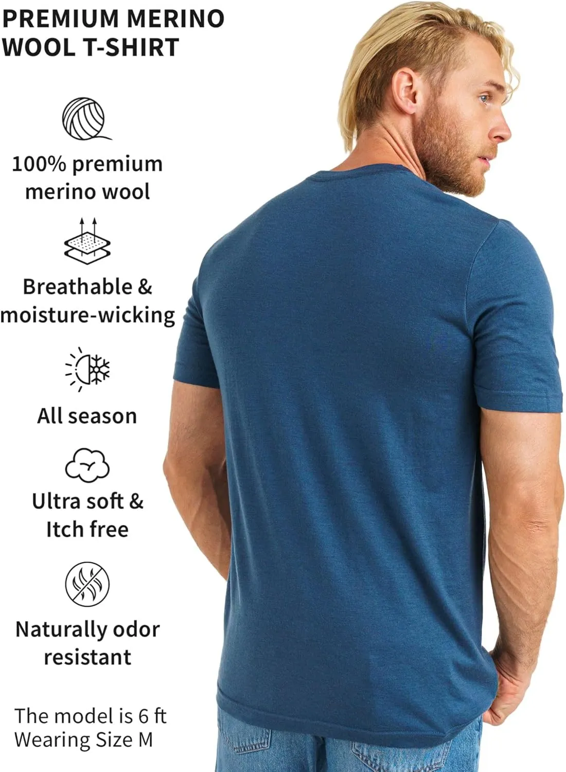 Merino.tech Merino Wool T-Shirt Mens - 100% Merino Wool Undershirt Lightweight Base Layer