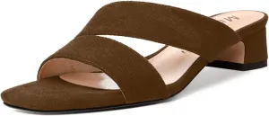 MERRORI Womens Slip On Casual Open Toe Evening Suede Chunky Low Heel Heeled Sandals 1.5 Inch