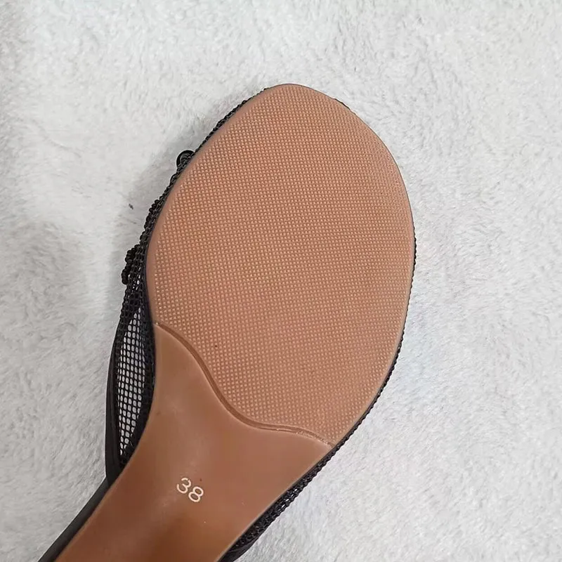 Mesh Thin heel Slip on Sandals