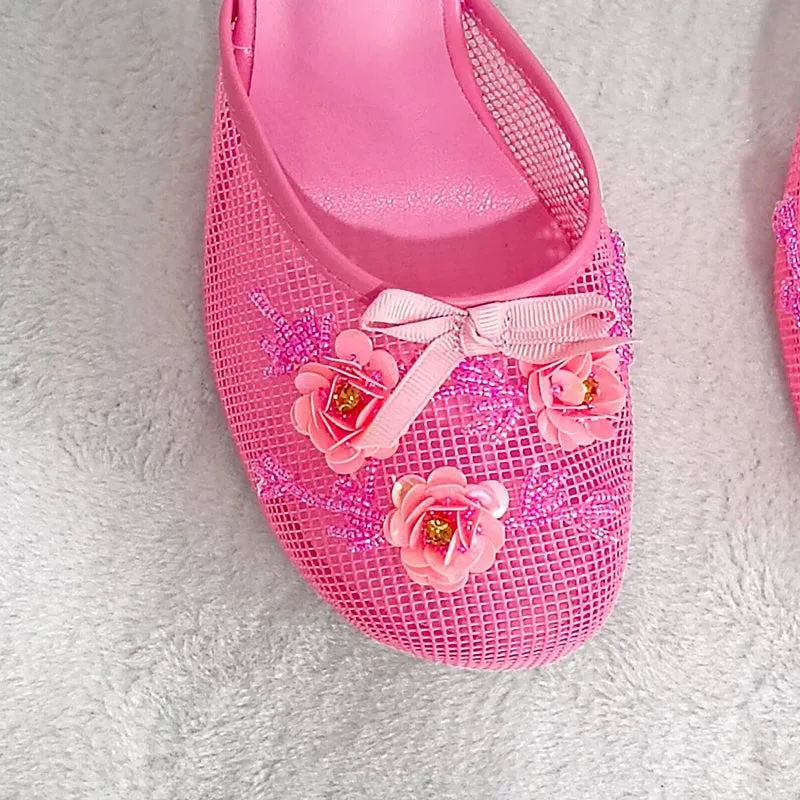 Mesh Thin heel Slip on Sandals