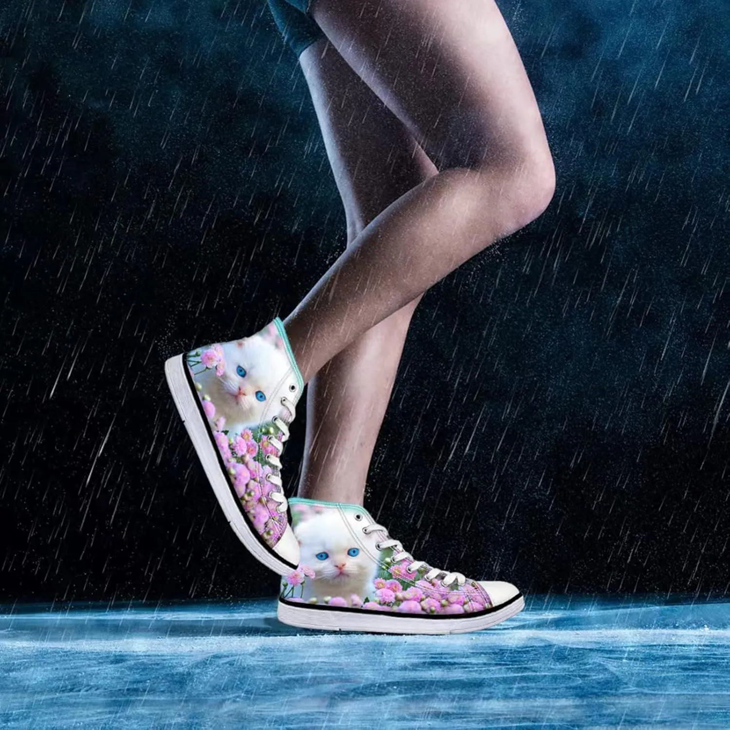 Micoklinlin Canvas Shoes for Women Teens High Top Canvas Sneakers Cute Animal Print Lightweight Girls Casual Walking Shoes