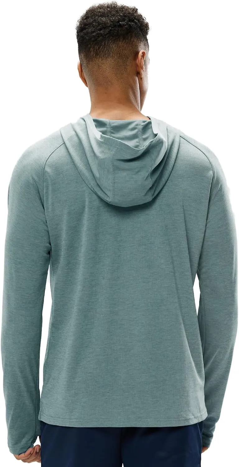 MIER Men's UPF 50  Sun Protection Hoodie Long Sleeve SPF Fishing Hiking Running Thumbhole Shirts Hooded Quick Dry Lightweight