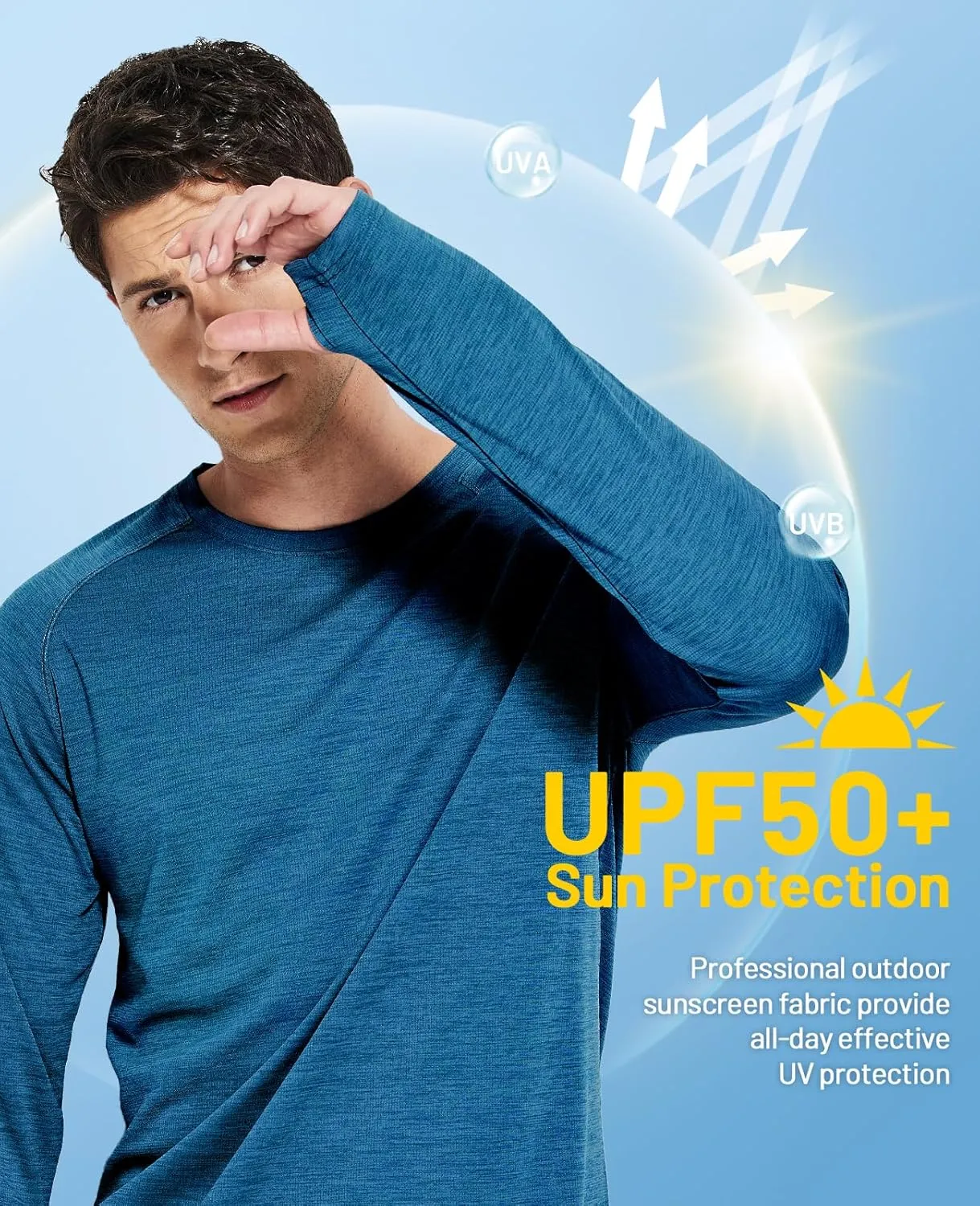MIER Men's UPF 50  Sun Shirts Quick Dry Long Sleeve UV Shirts Lightweight Rash Guard Swim T-Shirts Hiking Running