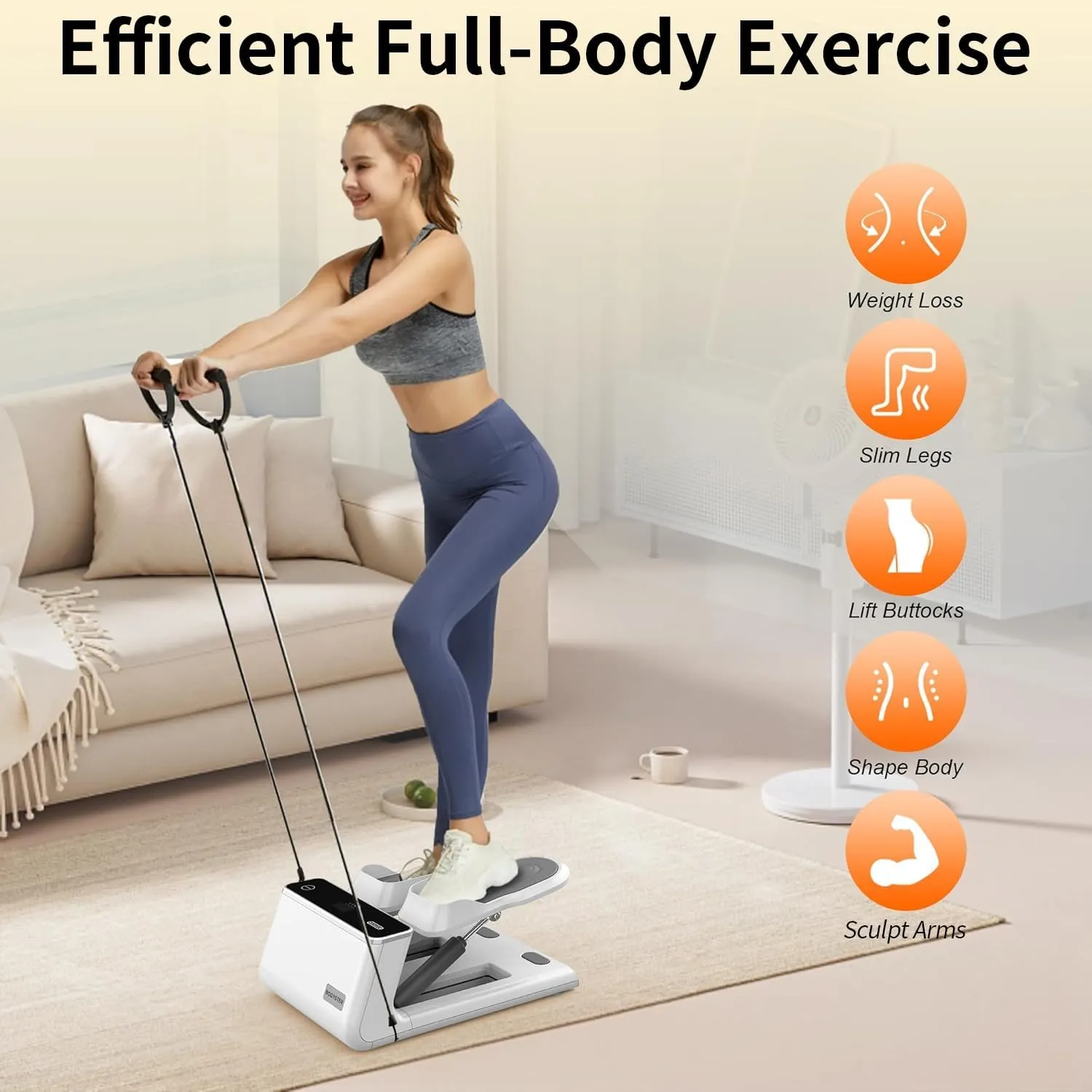 Mini Stepper for Home Workout with Resistance Bands & LCD Display - 300LB Capacity, Quiet Stair Climber Machine for Small Spaces, Cardio & Fat Burning