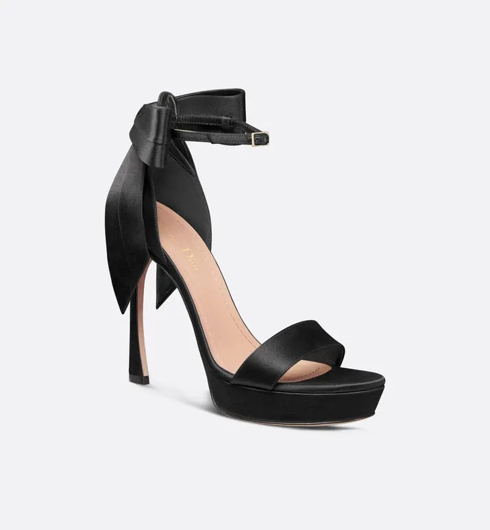 Mlle Dior Heeled Sandal • Black Satin