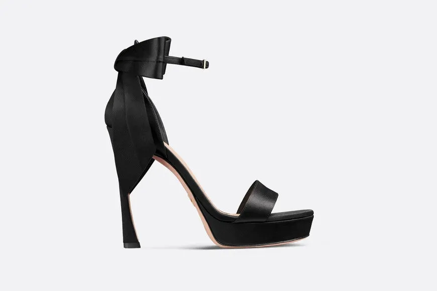 Mlle Dior Heeled Sandal • Black Satin