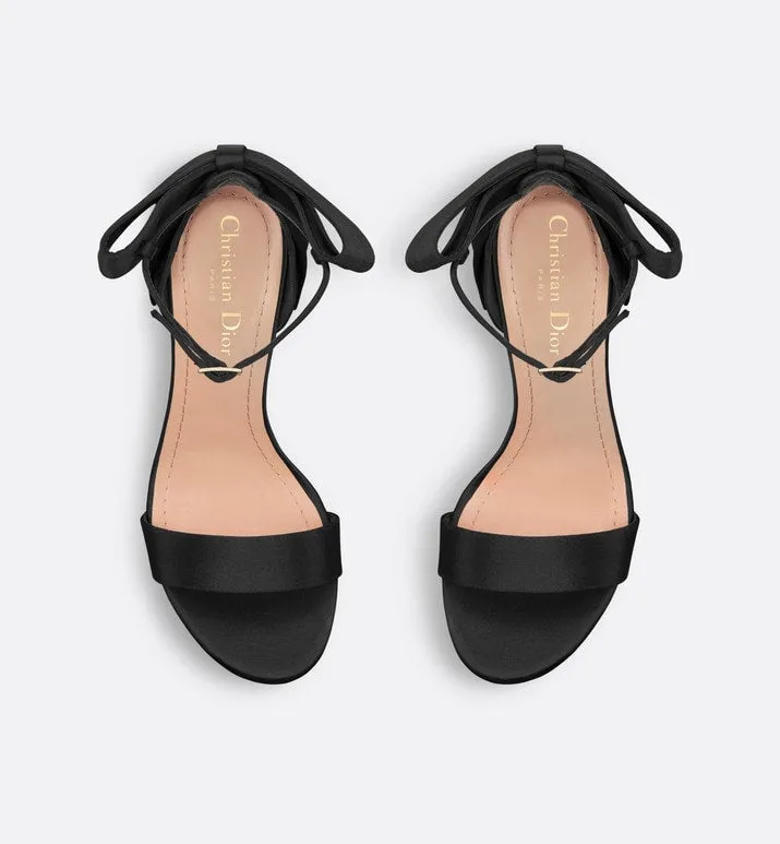 Mlle Dior Heeled Sandal • Black Satin