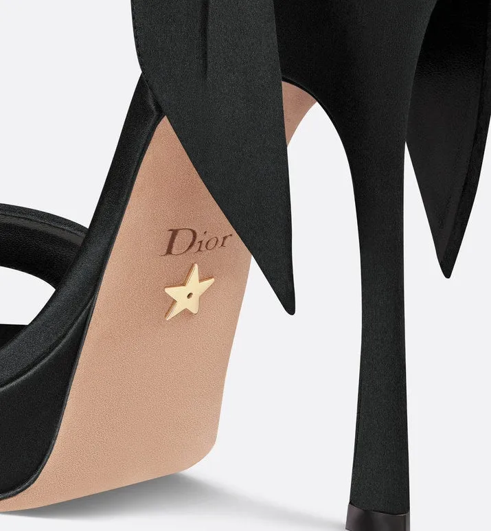 Mlle Dior Heeled Sandal • Black Satin