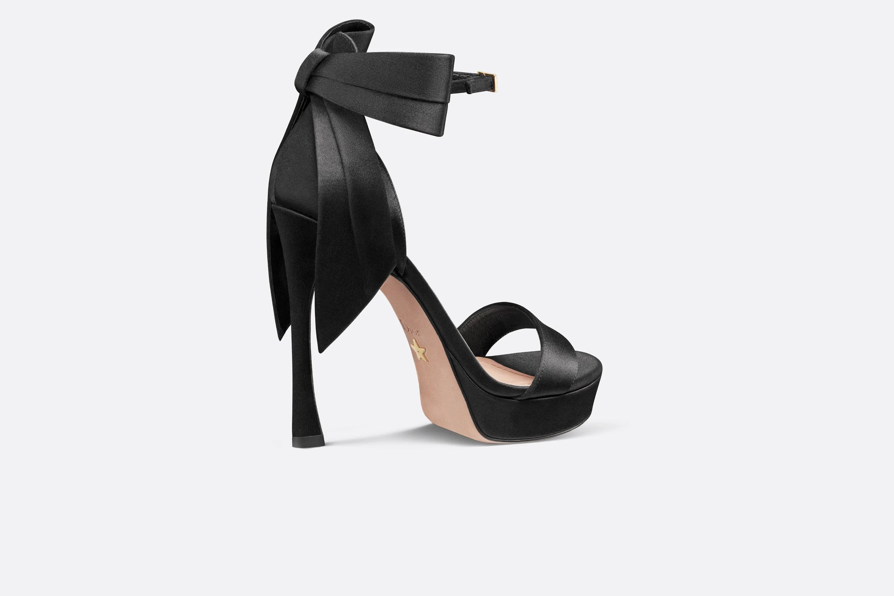 Mlle Dior Heeled Sandal • Black Satin