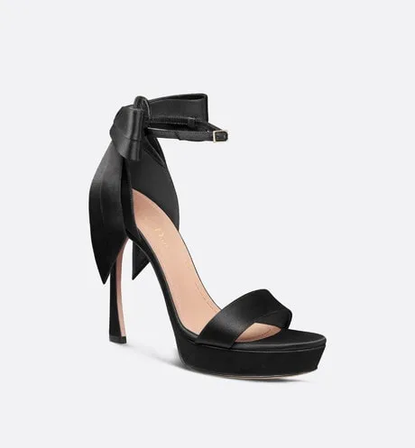 Mlle Dior Heeled Sandal • Black Satin