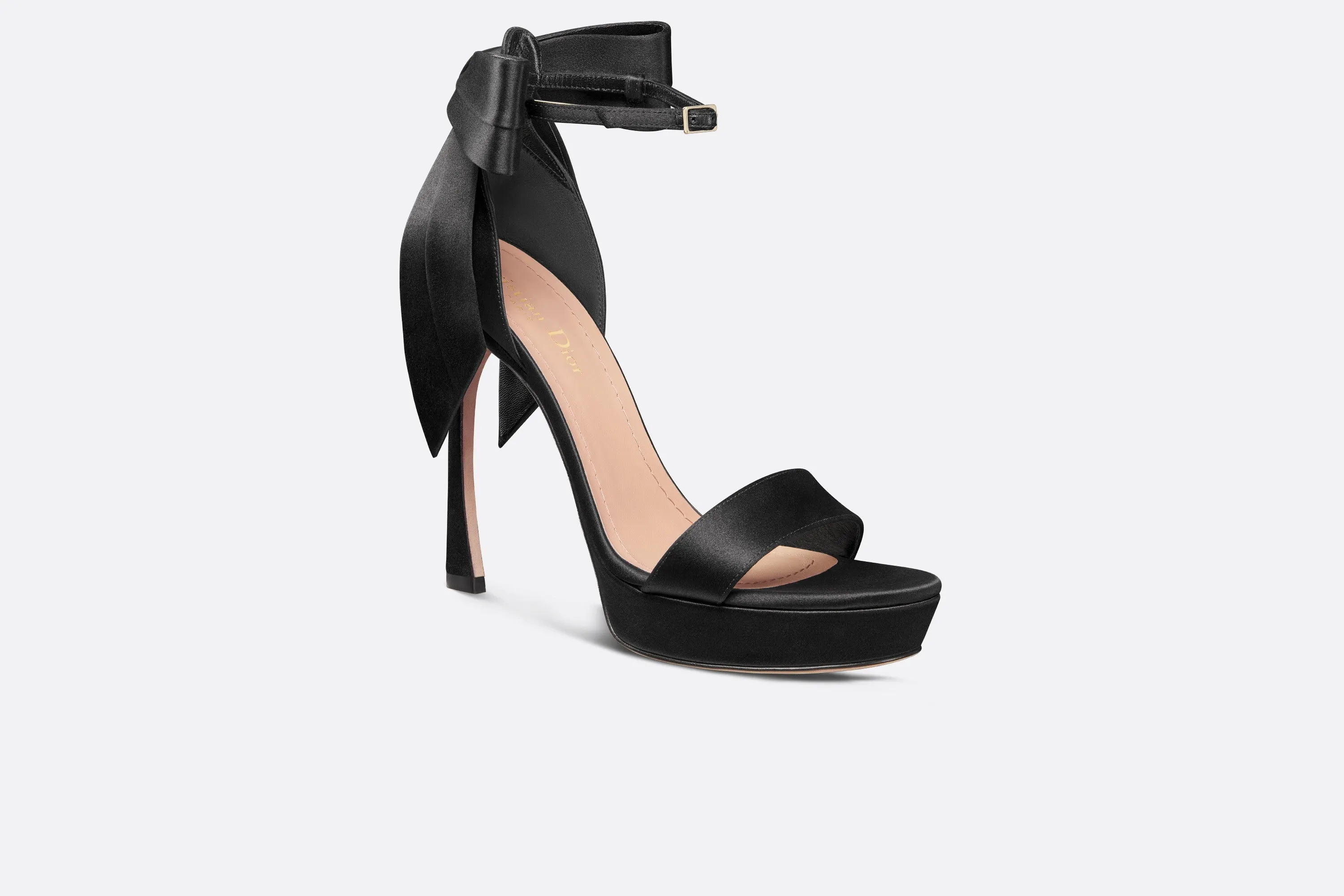 Mlle Dior Heeled Sandal • Black Satin