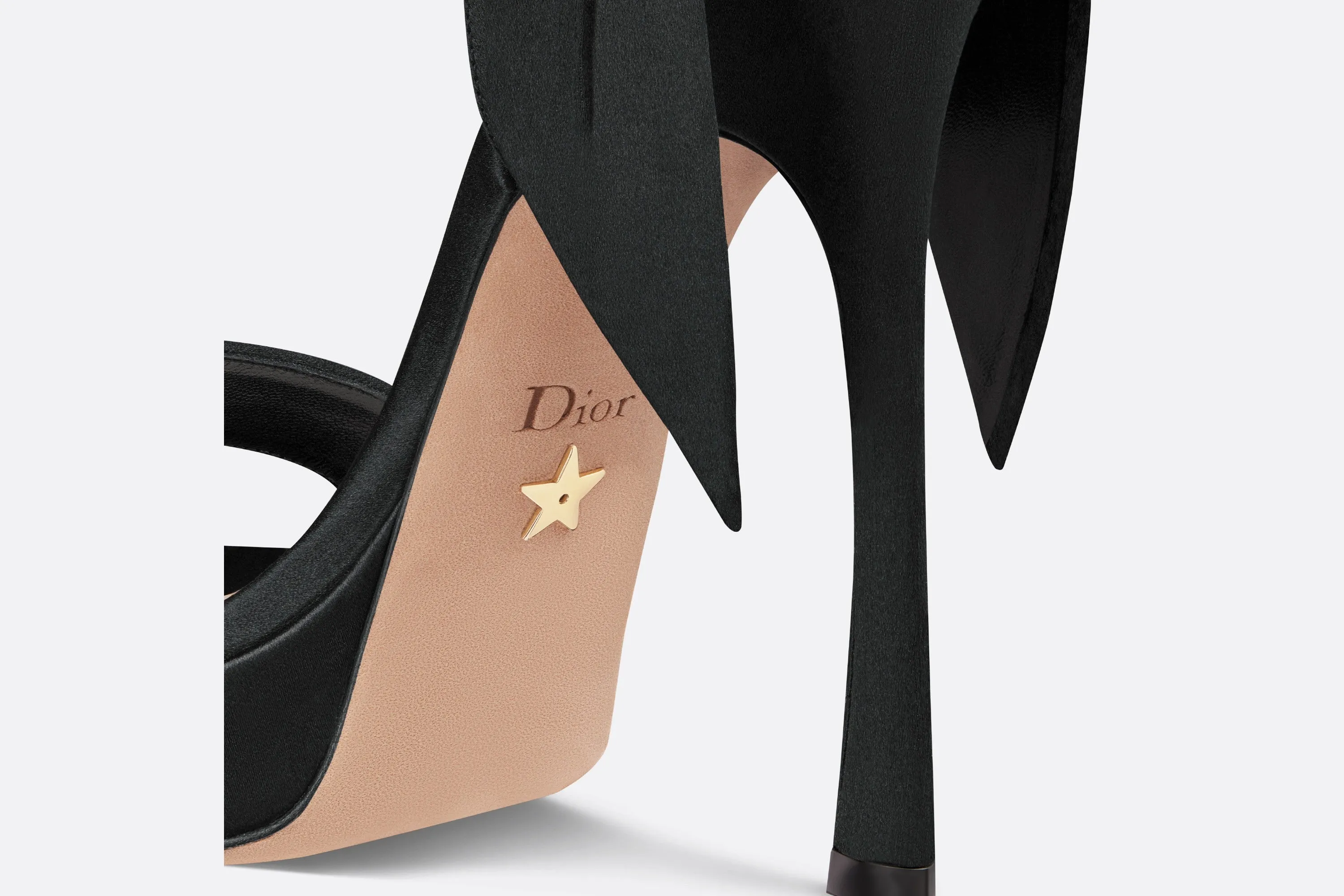 Mlle Dior Heeled Sandal • Black Satin