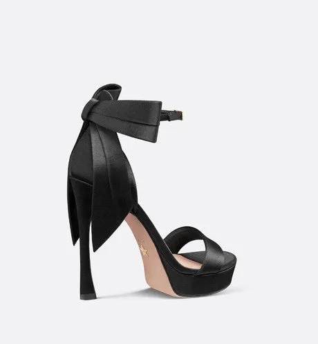 Mlle Dior Heeled Sandal • Black Satin