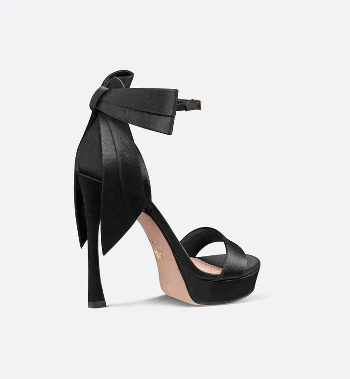 Mlle Dior Heeled Sandal • Black Satin