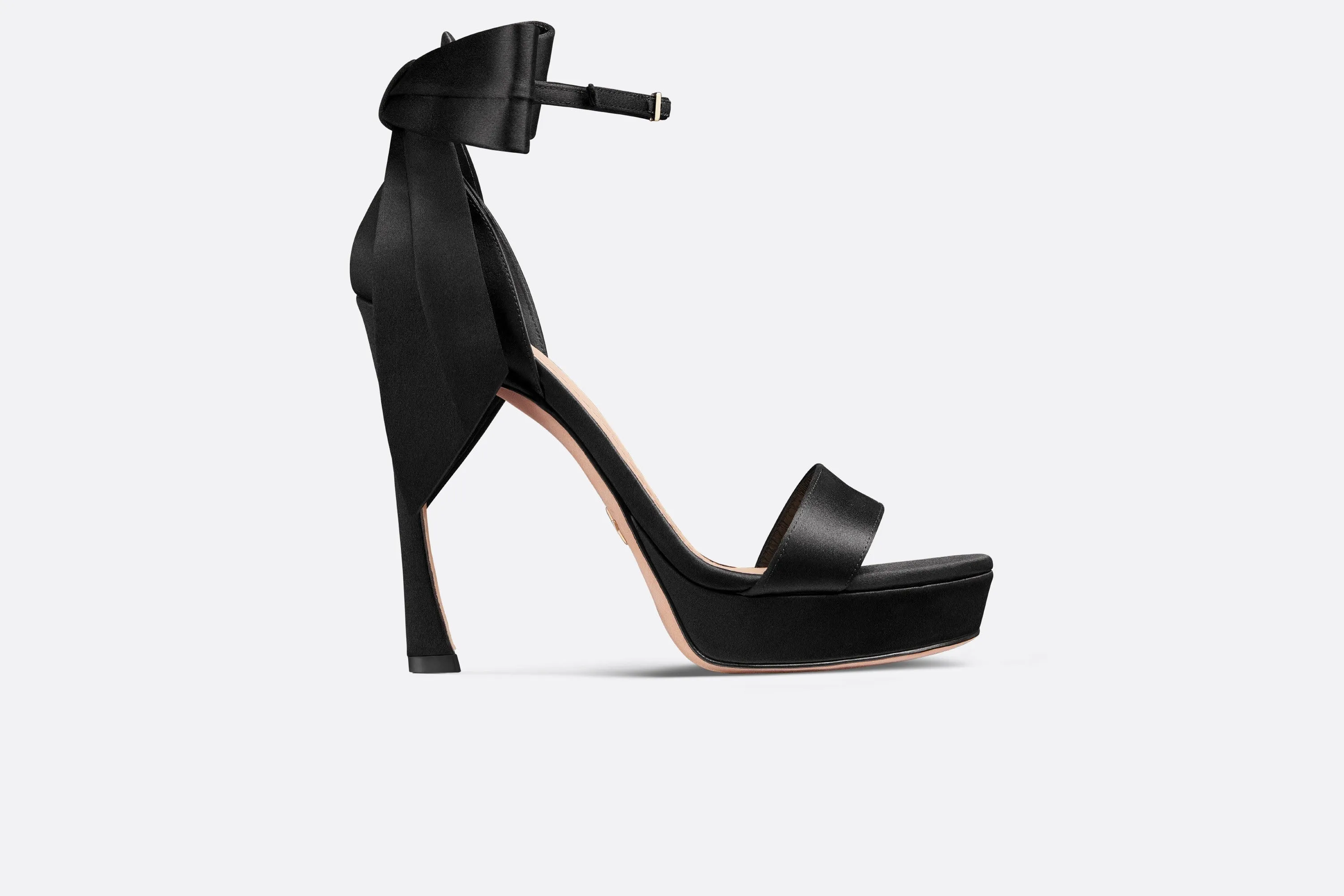 Mlle Dior Heeled Sandal • Black Satin