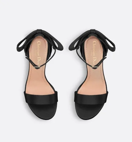 Mlle Dior Heeled Sandal • Black Satin