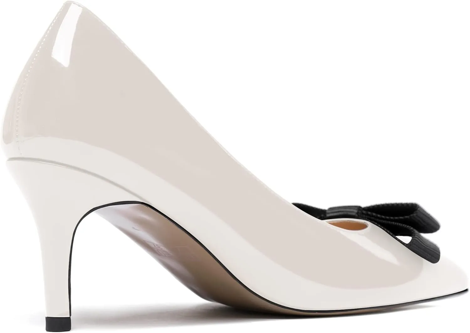 MODENCOCO Women's Pointed Toe Dress Bridal Bow Tie Bow Slip On Patent Stiletto Mid Heel Pumps Shoes 2.5 Inch