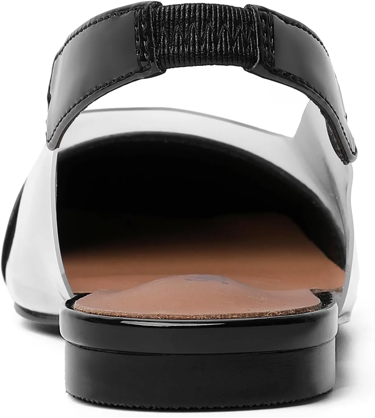 Mofirdast Clear Flats Sandals for Women Square Toe Slingback Flats with Transparent Ankle Strap for Work Weddings Parties