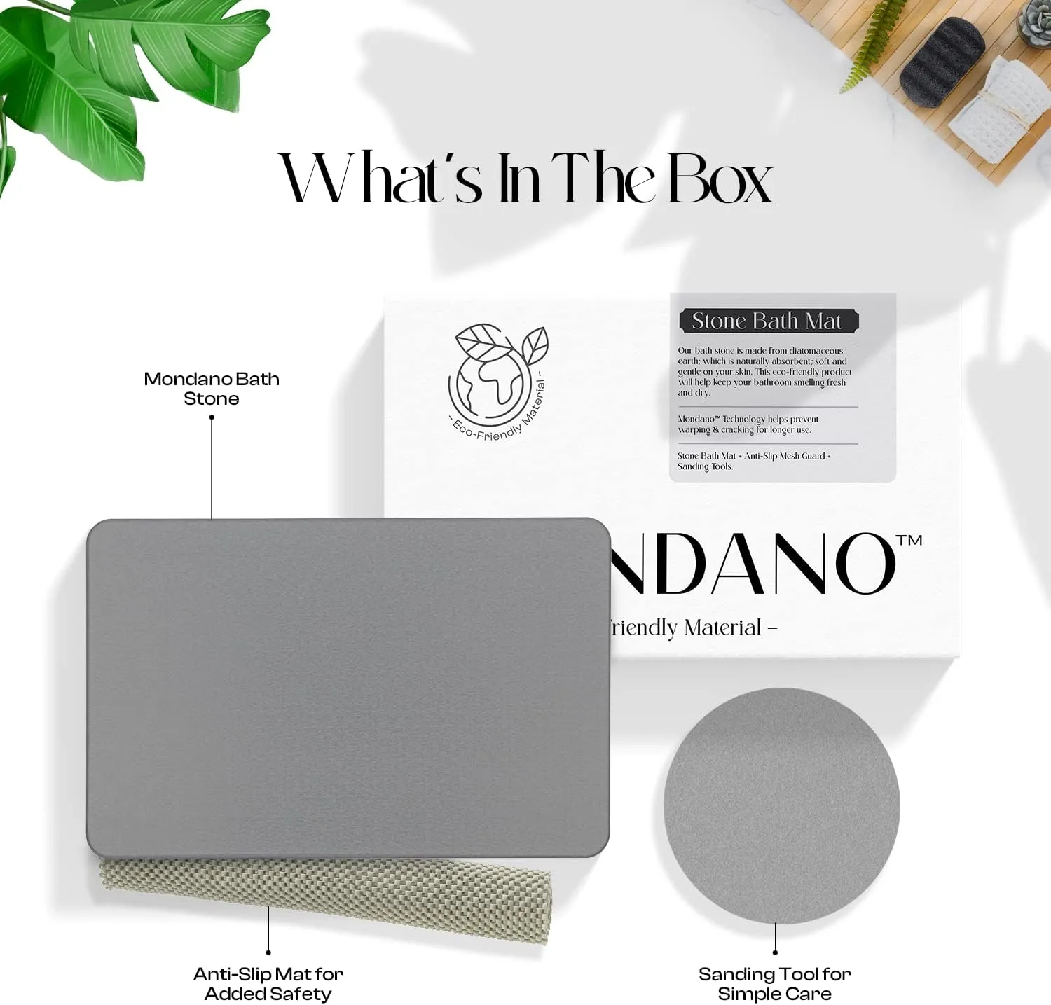 Mondano Stone Bath Mat, Diatomaceous Earth Shower Mat Non Slip Bathroom Mat Quick Dry Stone Mat, Stone Dish Drying Mat, Stone Bath Mats for Bathroom, Diatomaceous Earth Bath Mat (Uncarved)