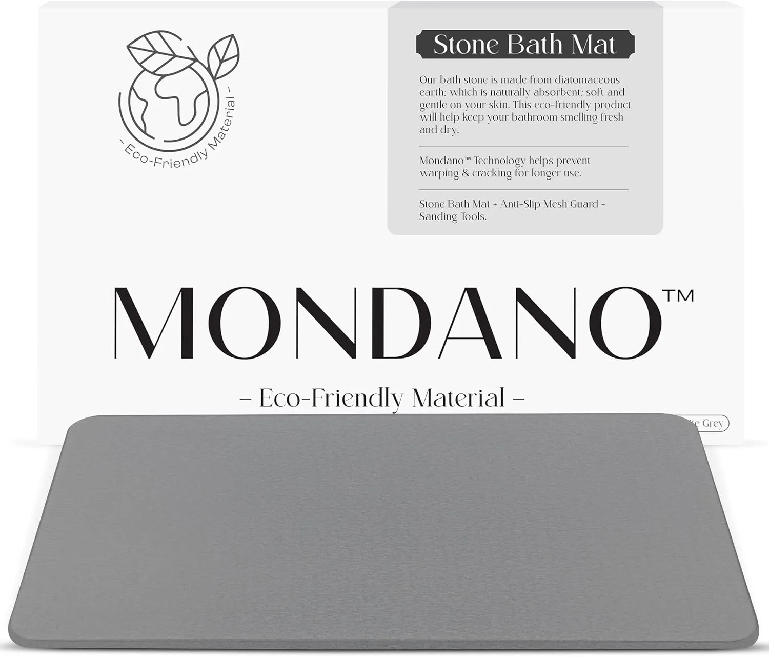 Mondano Stone Bath Mat, Diatomaceous Earth Shower Mat Non Slip Bathroom Mat Quick Dry Stone Mat, Stone Dish Drying Mat, Stone Bath Mats for Bathroom, Diatomaceous Earth Bath Mat (Uncarved)