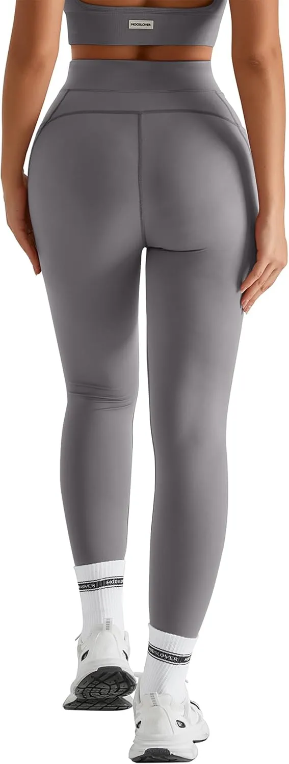 MOOSLOVER Women Workout Leggings with Pockets Compression Runnings Yoga Pants High Waisted Tummy Control Athletic Leggings