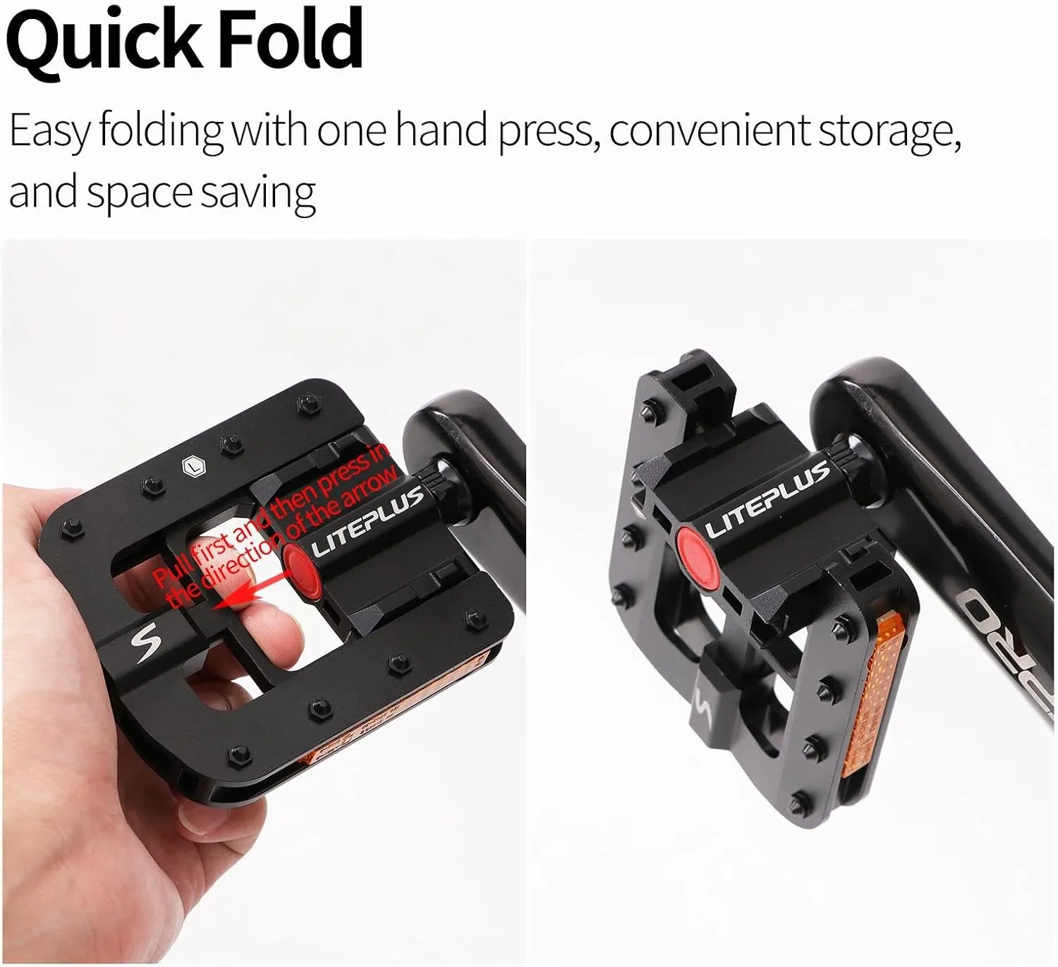 Mountain Bike Pedals- Aluminum Alloy Road Bike Pedals- Folding Mountain Bike Pedals- Anti- Skid Nails Bicycle Pedals- Universal Fit Fooker Pedals 9/16" Compatible
