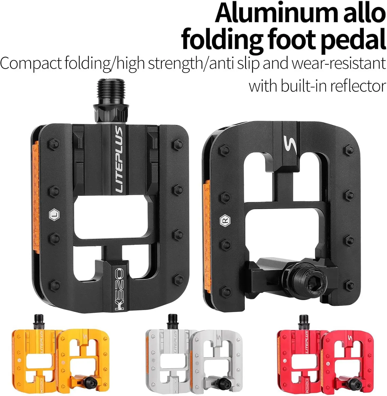 Mountain Bike Pedals- Aluminum Alloy Road Bike Pedals- Folding Mountain Bike Pedals- Anti- Skid Nails Bicycle Pedals- Universal Fit Fooker Pedals 9/16" Compatible