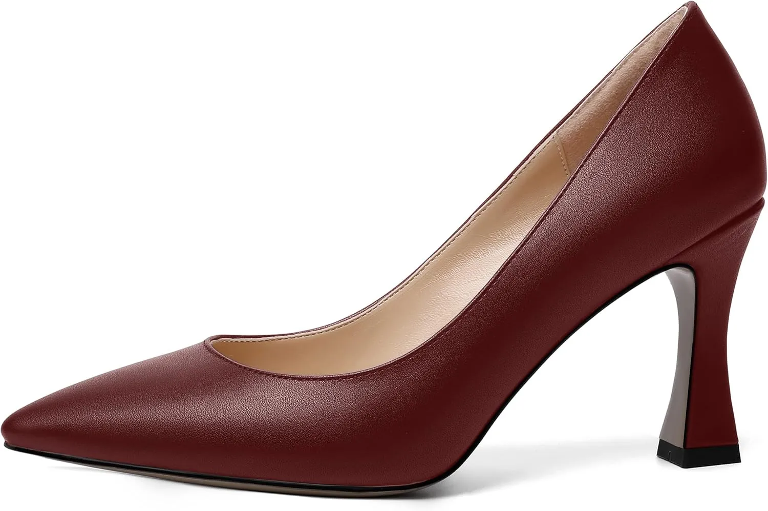 MOVINSTEPS Womens Slip On Pointed Toe Matte Sexy Wedding Spool High Heel Pumps Shoes 3.3 Inch
