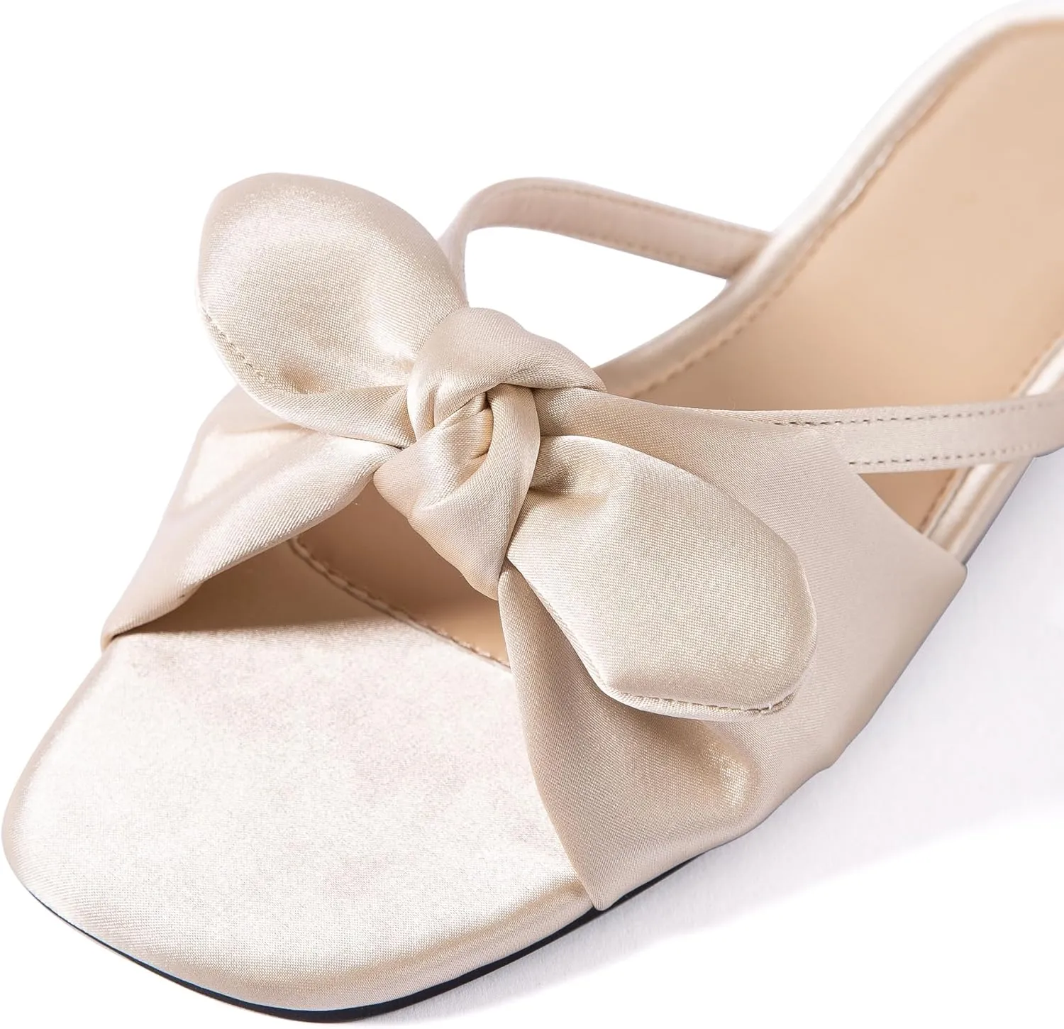 Mtzyoa Women Flat Sandals Bow Satin Ladies Summer Dressy Casual Vacation Bohemian Cute Leather Fashion Comfy Slip On Slides