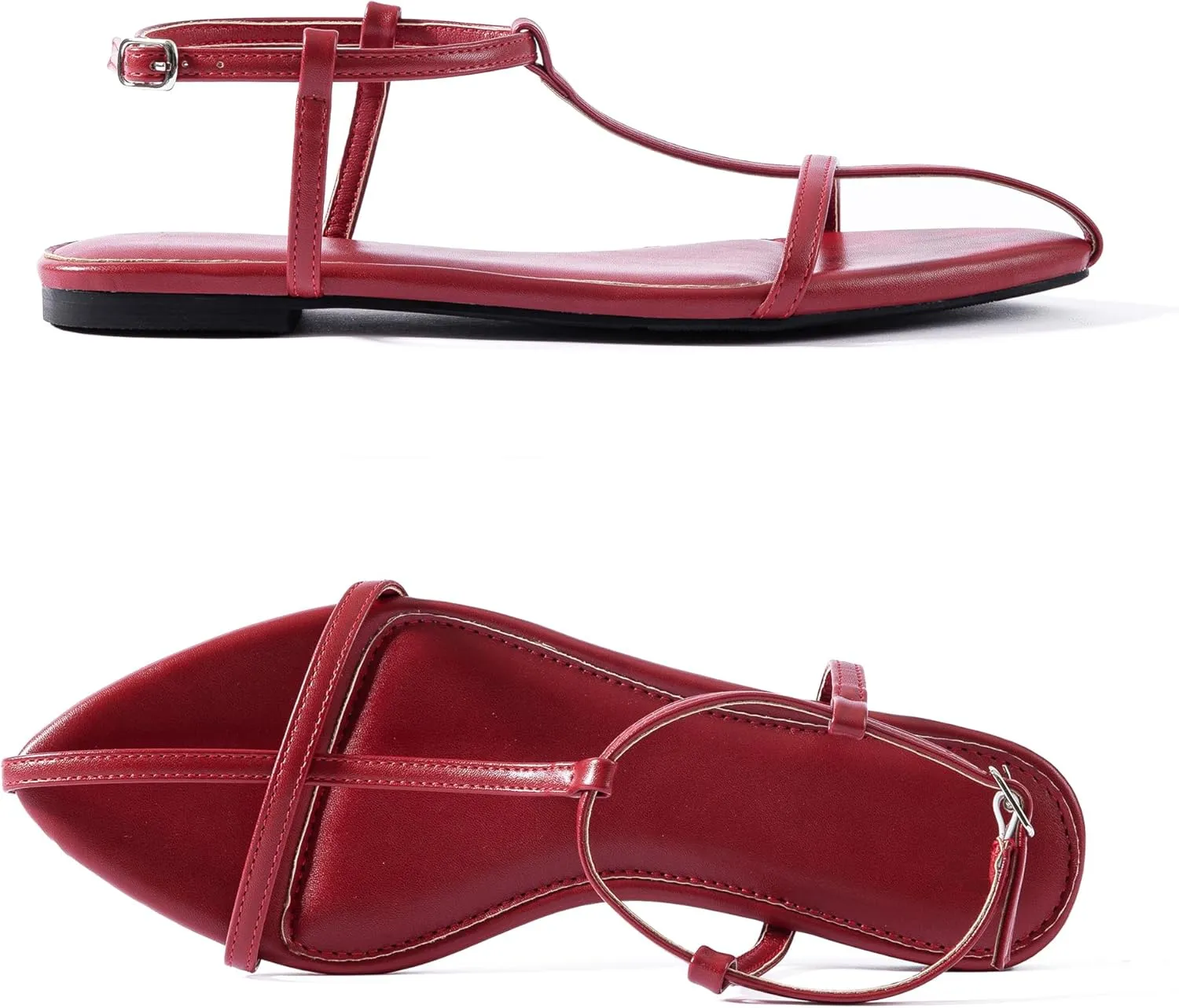 Mtzyoa Women Flat Sandals Pointed Toe Ladies Summer Dressy Casual Vacation Bohemian Cute Leather Beach Comfy Slip On Slides