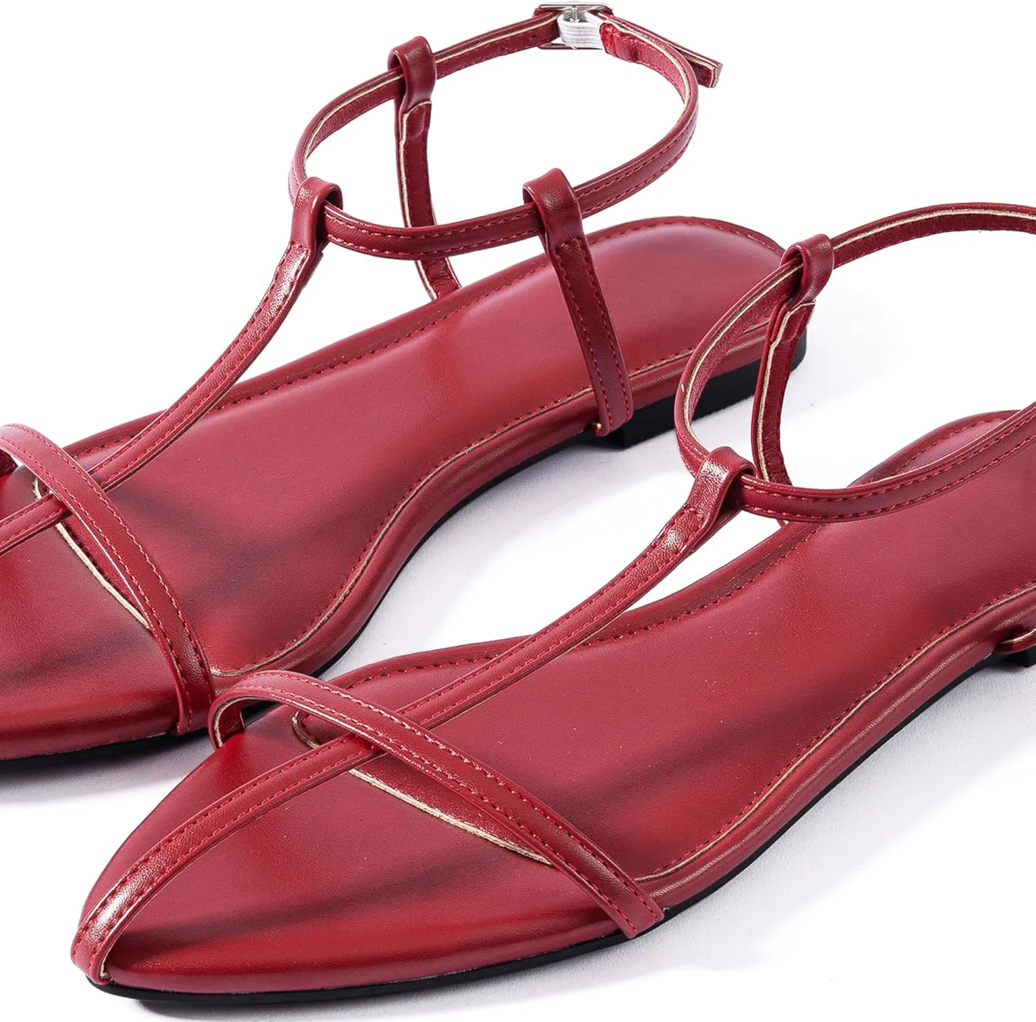 Mtzyoa Women Flat Sandals Pointed Toe Ladies Summer Dressy Casual Vacation Bohemian Cute Leather Beach Comfy Slip On Slides