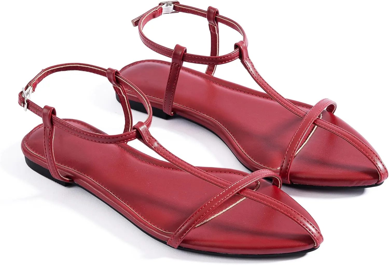 Mtzyoa Women Flat Sandals Pointed Toe Ladies Summer Dressy Casual Vacation Bohemian Cute Leather Beach Comfy Slip On Slides