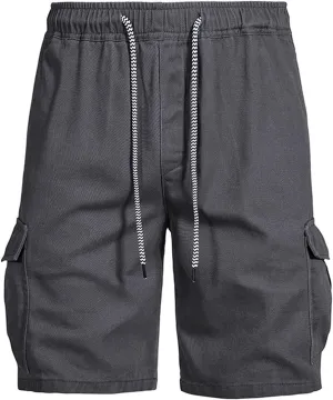 Muscularfit Cargo Shorts for Men 2024 Trendy Cotton Multi Pocket Tooling Shorts Casual Elastic Waist Drawstring Sport Shorts