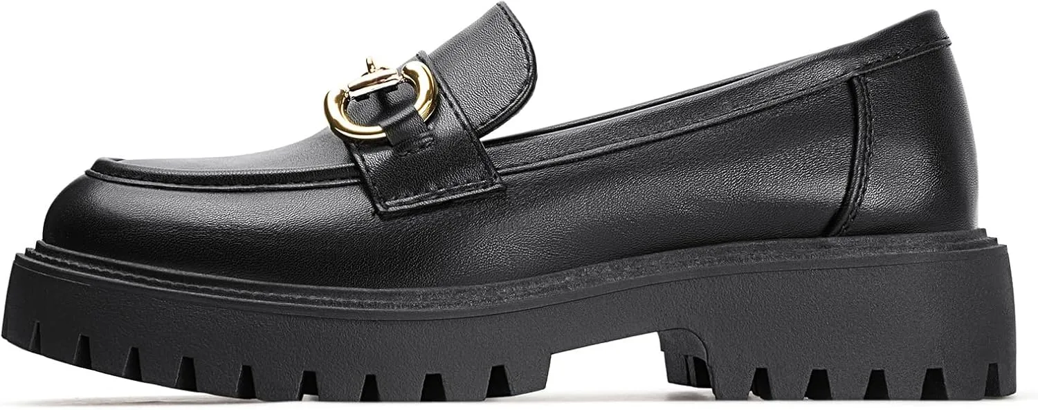 MUSSHOE Loafers for Women Platform Chunky Comfortable Slip-On Womens Loafers Fashion Business Work Dressy Casual Shoes