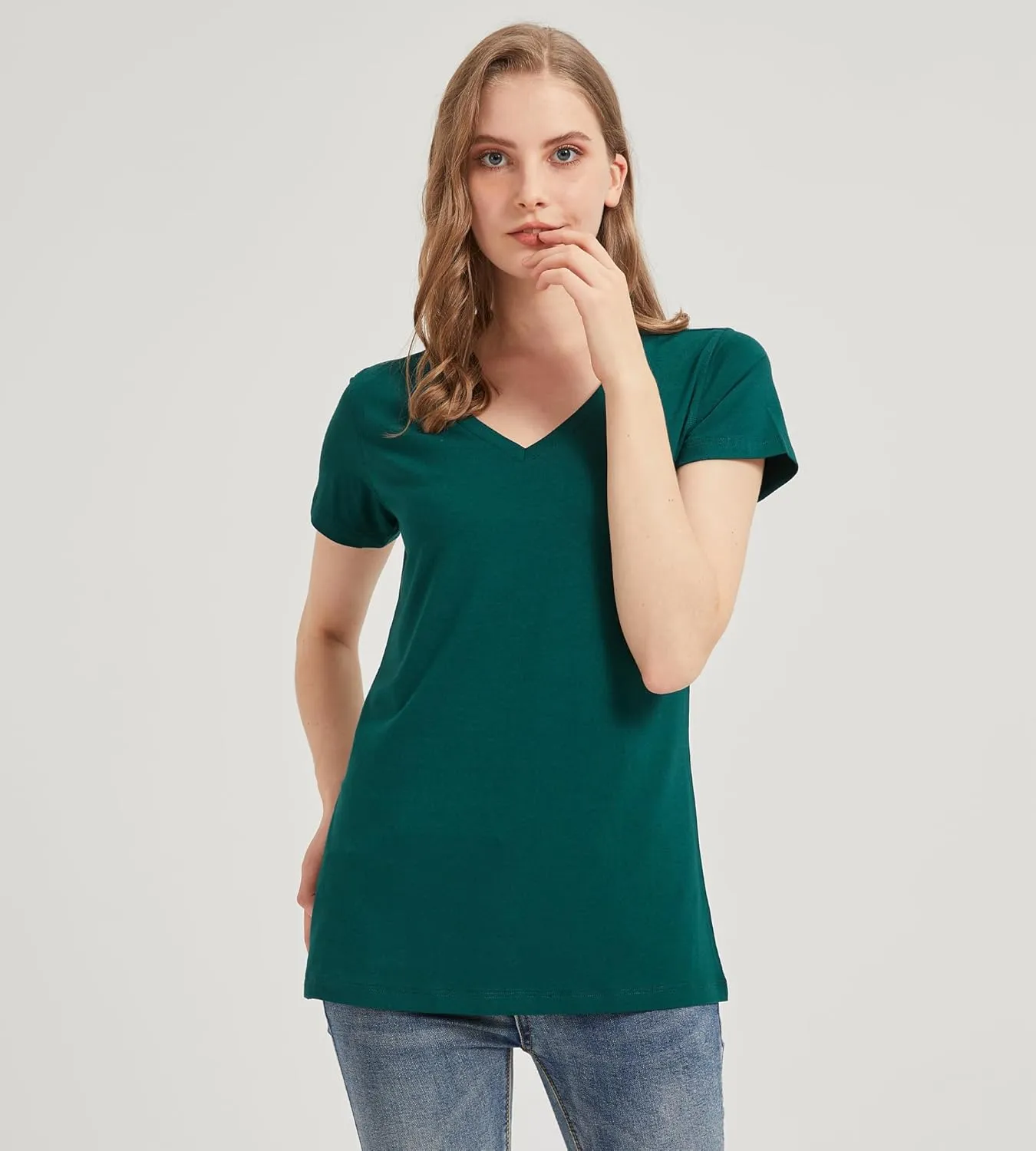 netdraw Women's Ultra-Soft Bamboo Viscose V-Neck T-Shirt Comfy Trendy Casual Sleep Pajama Lounge Tops