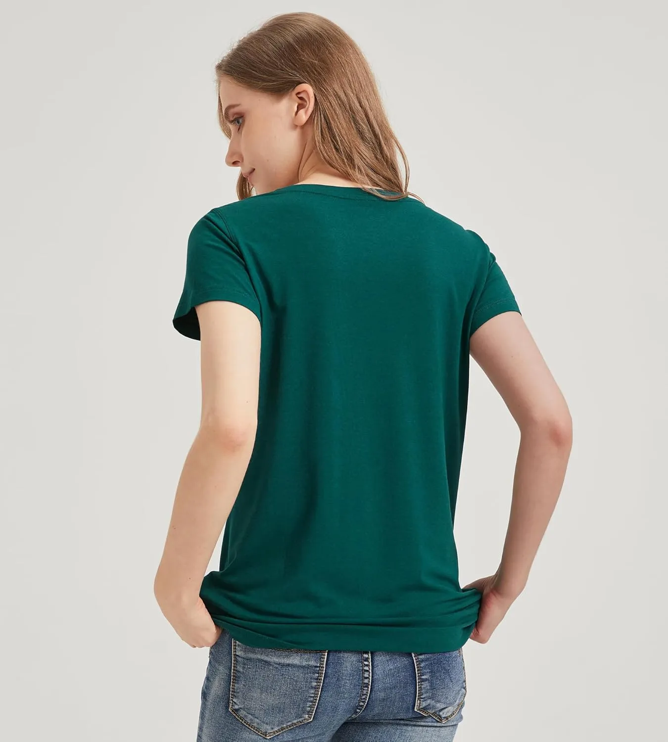 netdraw Women's Ultra-Soft Bamboo Viscose V-Neck T-Shirt Comfy Trendy Casual Sleep Pajama Lounge Tops