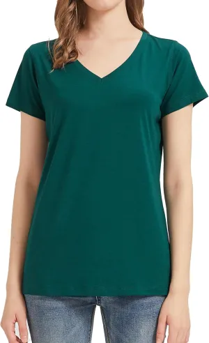 netdraw Women's Ultra-Soft Bamboo Viscose V-Neck T-Shirt Comfy Trendy Casual Sleep Pajama Lounge Tops